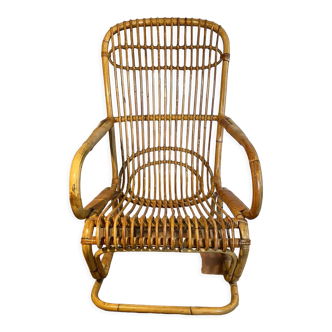 Antique vintage rattan armchair