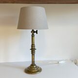 Solid brass lamp and vintage fabric