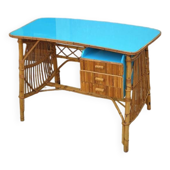 Bureau en rotin vintage