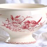 Salad bowl, soup tureen in pink ironware Sarreguemines "Favori" service, 19th century