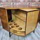 Rare Mid-Century Modern Walnut Corner Bar Cabinet with Revolving Carousel -