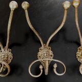 Set of 4 bronze mascaron hooks