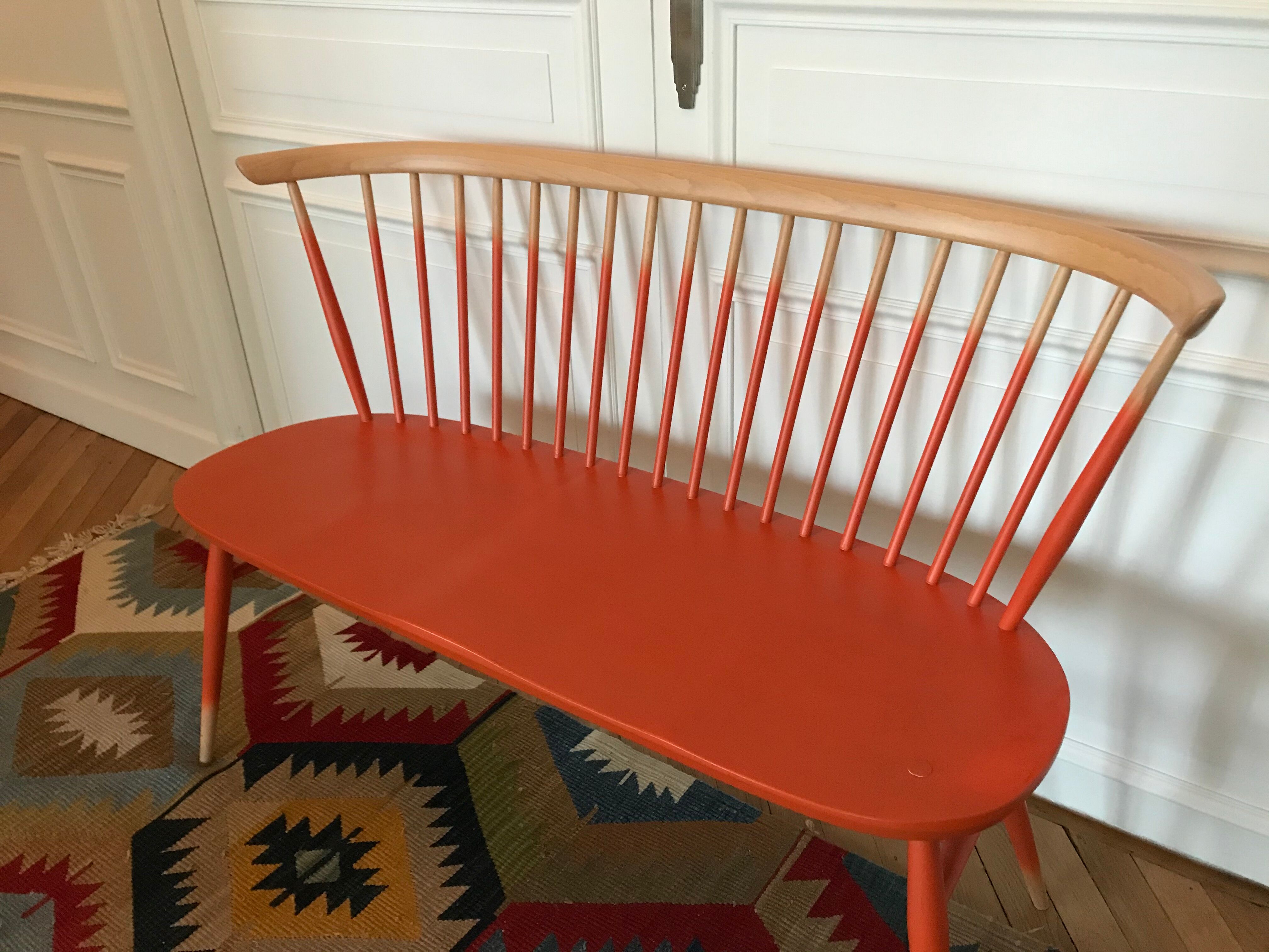 Banc avec dossier en bois  - réédition 1955 - Ercol