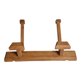 Vintage solid wood wall coat rack, two hooks, 35 cm