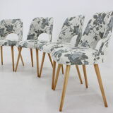 1960s Set of Four Oswald Haerdtl dining Chairs in Fabric ,Czechoslovakia