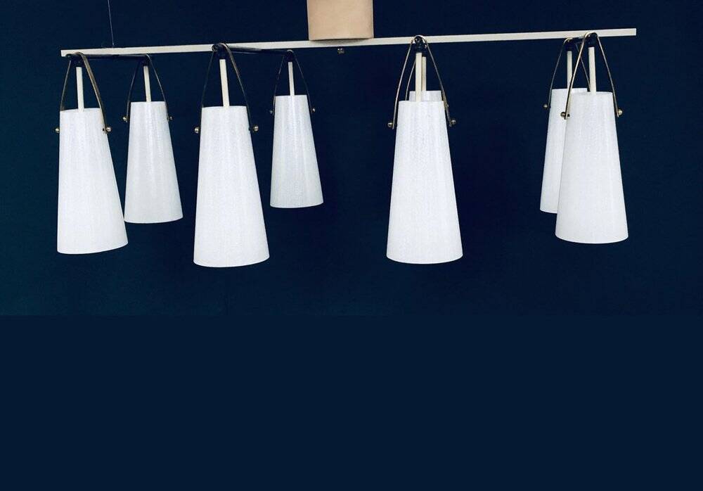 Italian glass and brass chandelier, Italy, 1950s