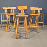 Brutalist 1960s bar stools, set of 6.