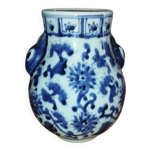 Rare vase hu en porcelaine - bleu blanc