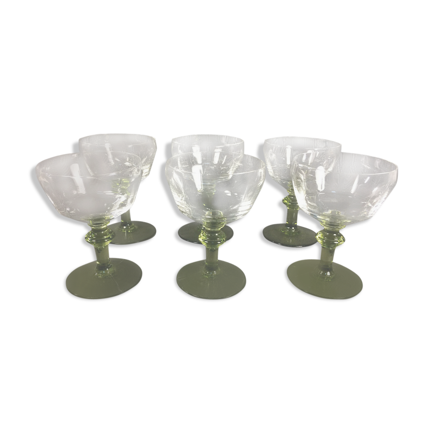 Lot 6 old vintage fine glass walking glasses