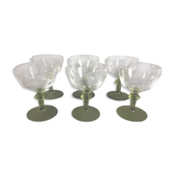 Lot 6 anciens verres à pied en verre fin vintage