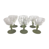 Lot 6 anciens verres à pied en verre fin vintage