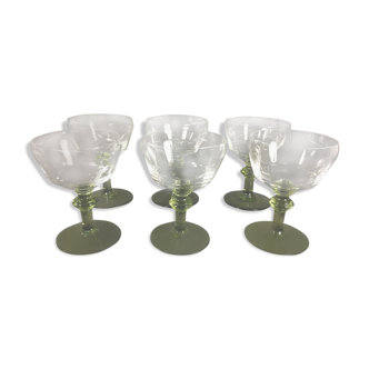 Lot 6 anciens verres à pied en verre fin vintage