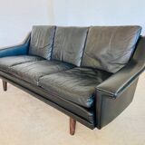 Vintage Danish Mid-Century Georg Thams 3-Seater Sofa in Black Leather, 1960