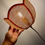 Vintage lampshade wall light in pink natural material