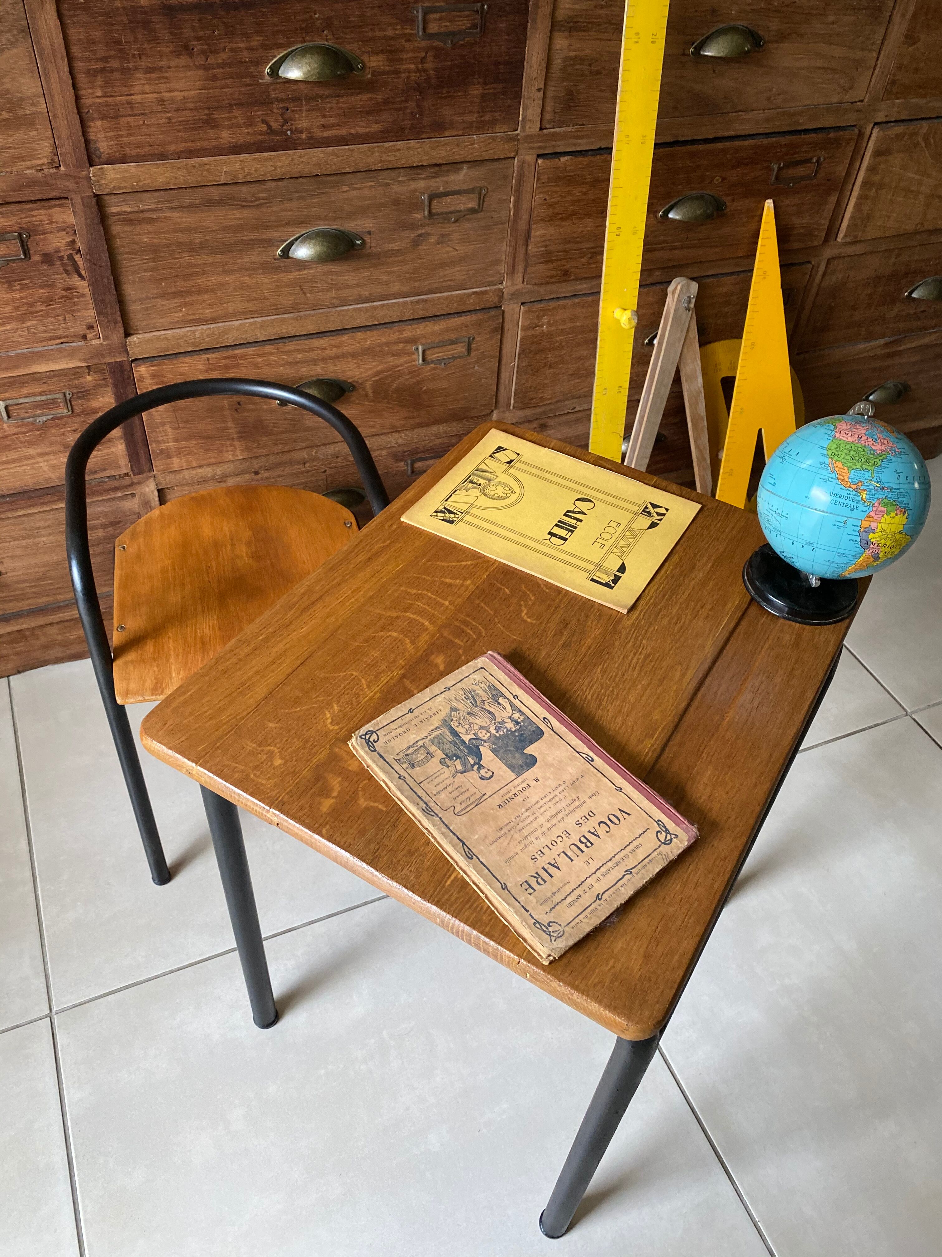 J. Hitier school desk and chair set