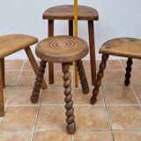 Set of four rustic solid wood plant holders, 31 to 43 cm