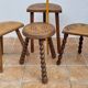 Set of four rustic solid wood plant holders, 31 to 43 cm