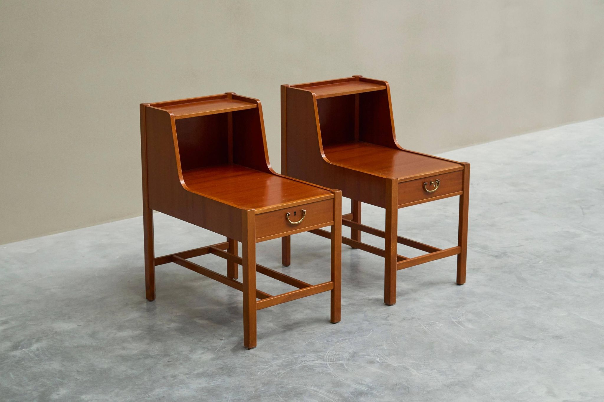 Pair of bedside tables by Nordiska Kompaniet in teak, 1952, by David Rosén.