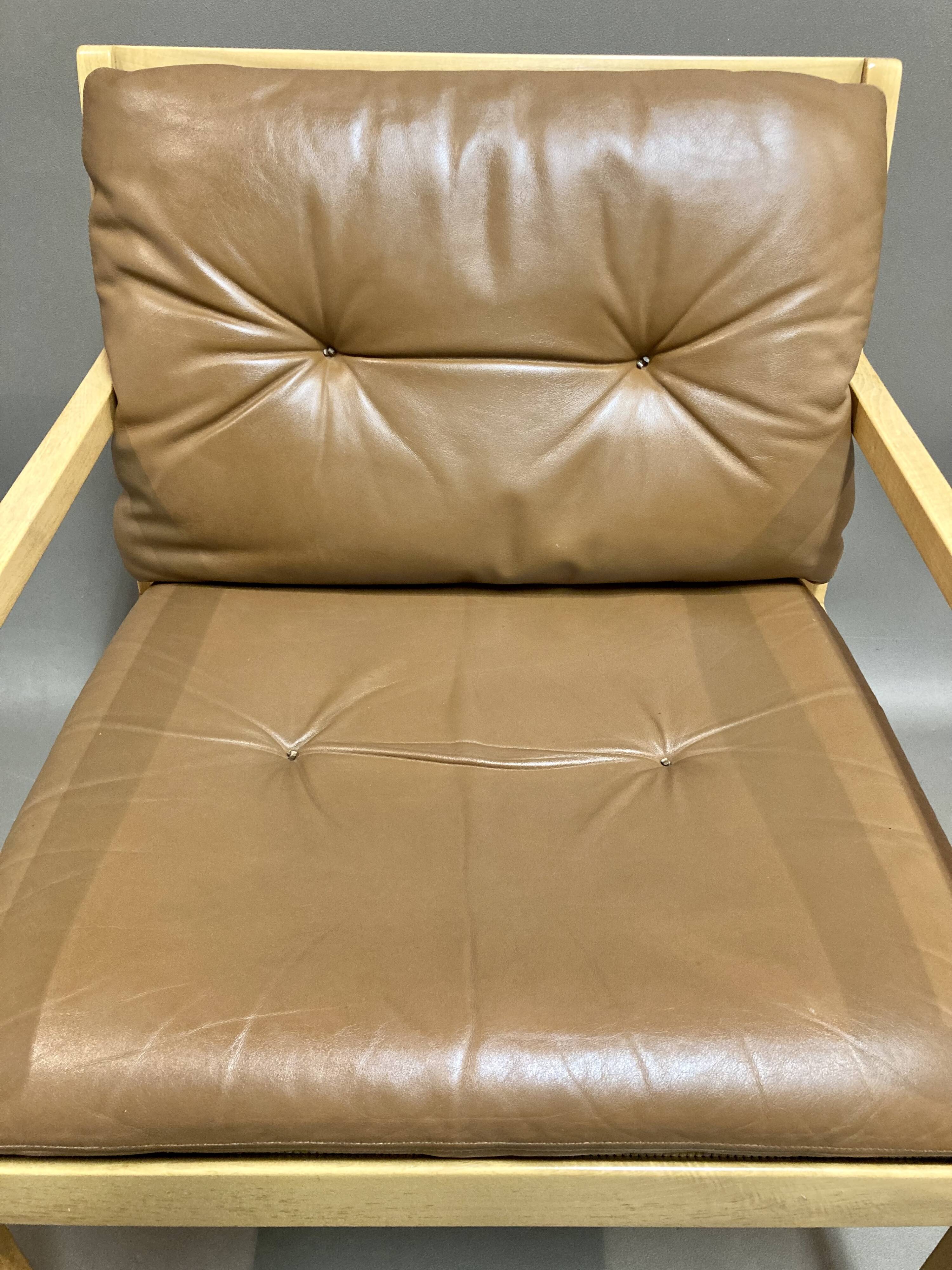 Leather armchair "Bernt Petersen" Scandinavian design 1960.