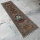 Tapis de couloir vintage en laine kazakhe caucasienne à médaillons géométriques – 84 x 300