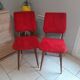 Paire de chaise moumoute vintage rouge pieds compas