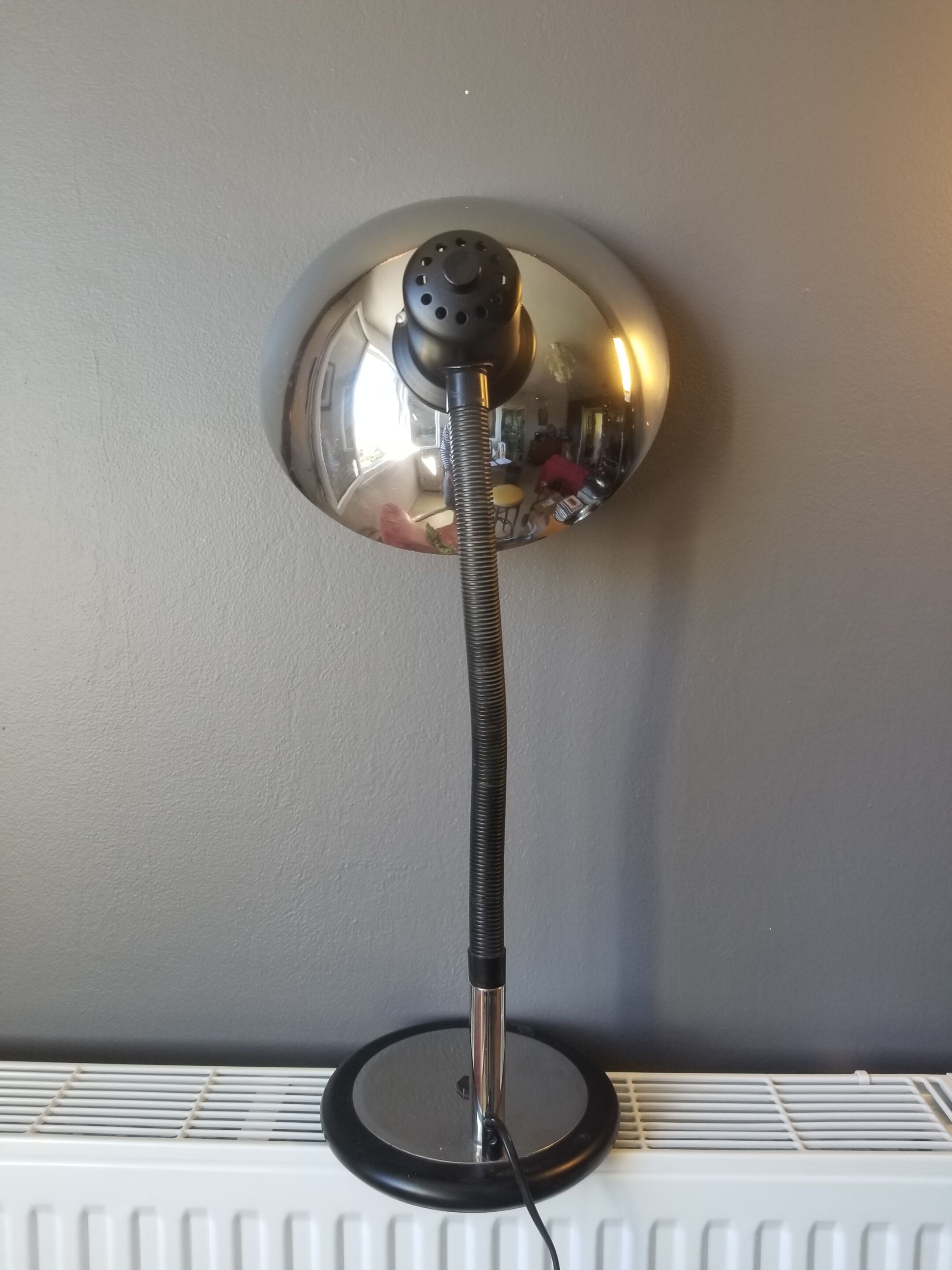 Large vintage chrome table lamp Aluminor - Rare XXL format - 70s