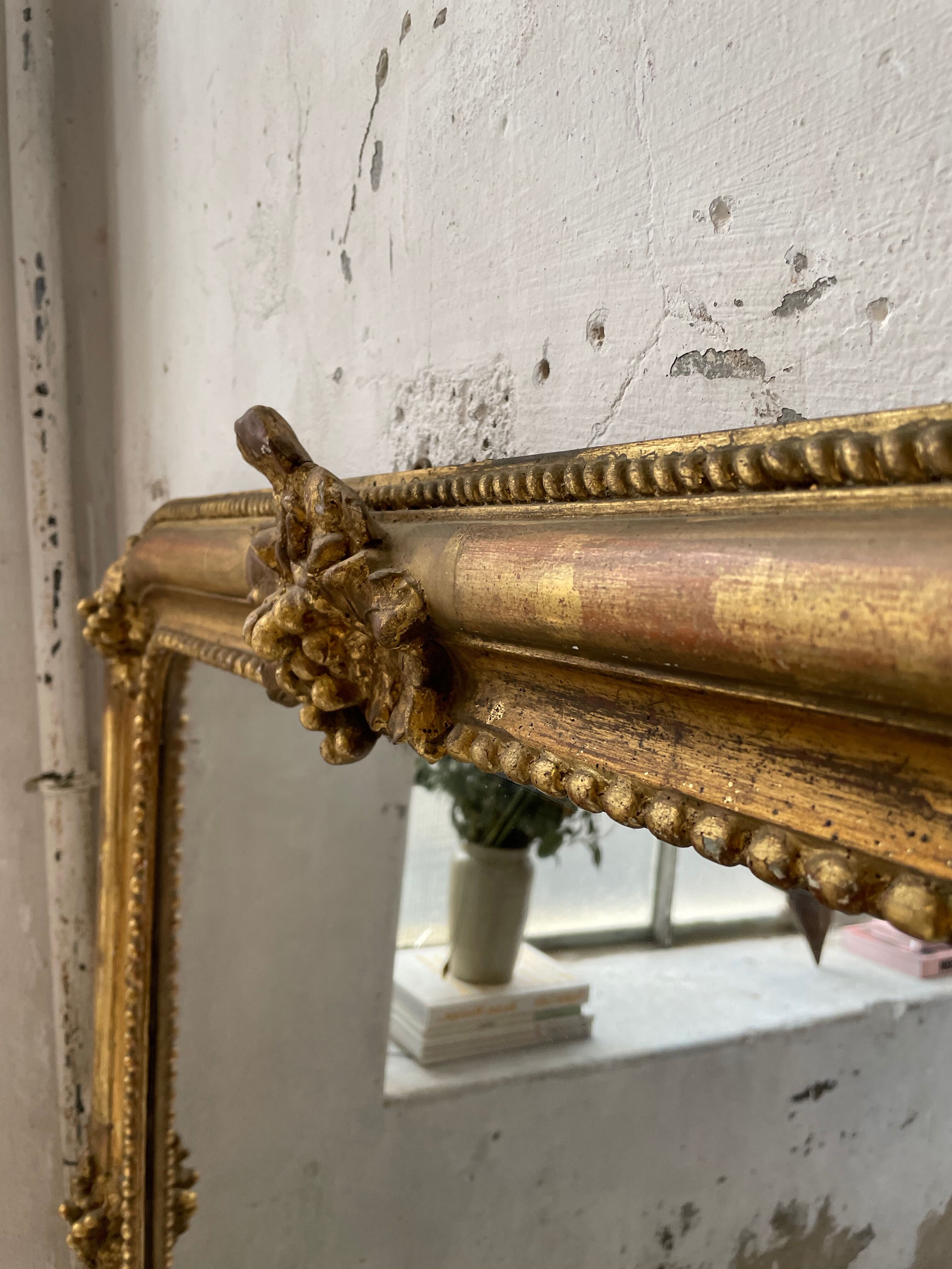 Louis Philippe Flowered Mirror 19th 84x150cm