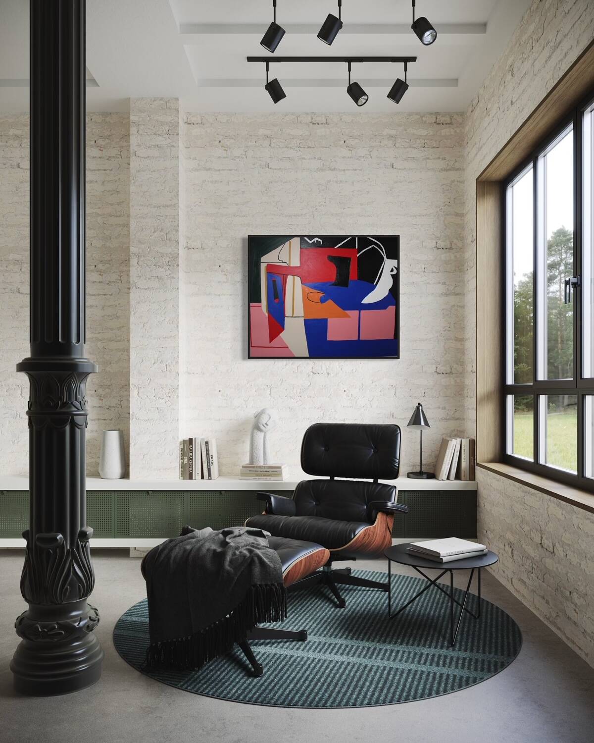Peinture abstraite bleu cobalt géométrique par Bodasca