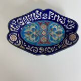 Oblong bowl in Longwy earthenware with art deco style pattern