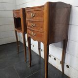 Pair of Louis XV style bedside tables in marquetry