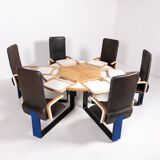 Unique Danish Design table with fixed armchairs from Peter Karpf, 1980's