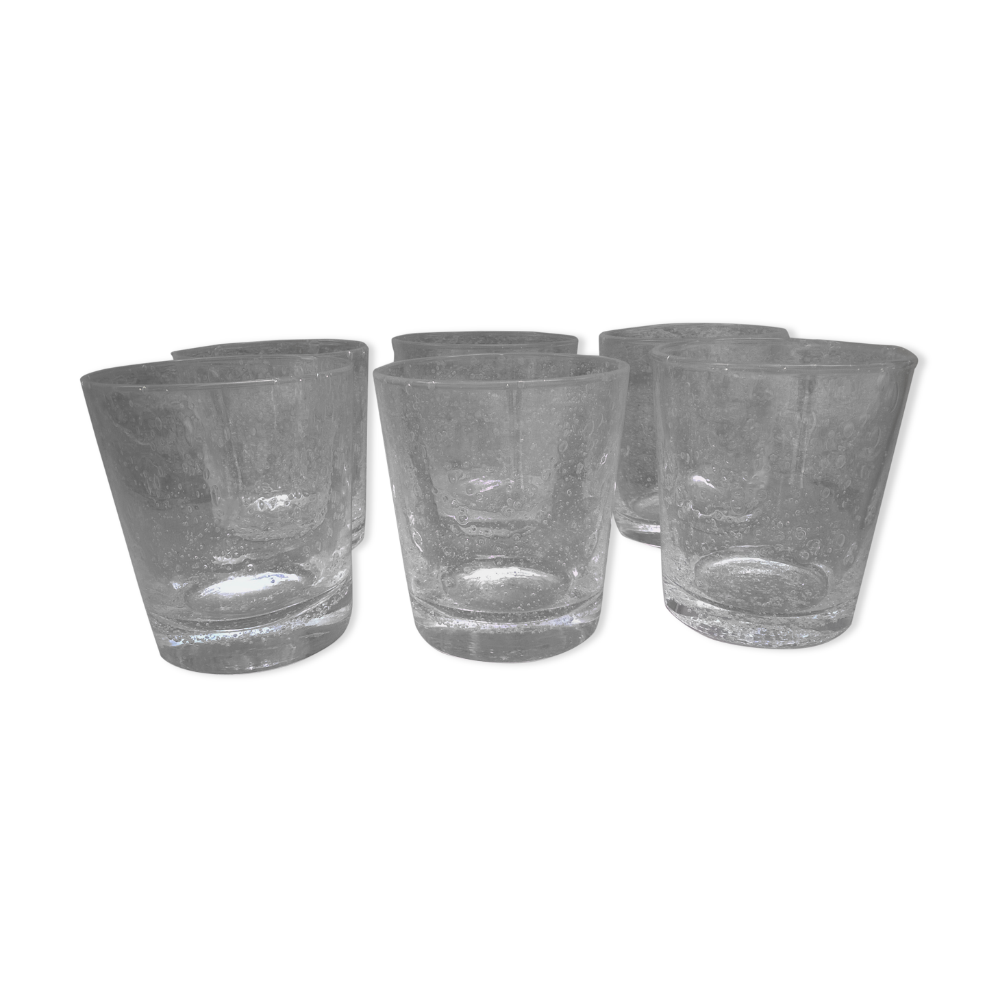 Series of six artisanal glasses "Verrerie de Biot"