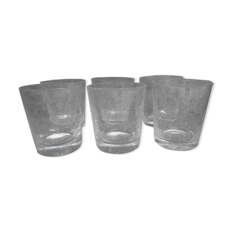 Series of six artisanal glasses "Verrerie de Biot"
