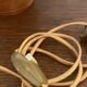 Varnished alabaster lamp, new fabric cable, mesh lampshade
