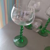 Set of 5 Alsatian liqueur glasses in chiseled crystal with twisted stem
