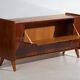 Mid-century buffet in walnut veneer with tapered legs – Czechoslovakia, circa 1960