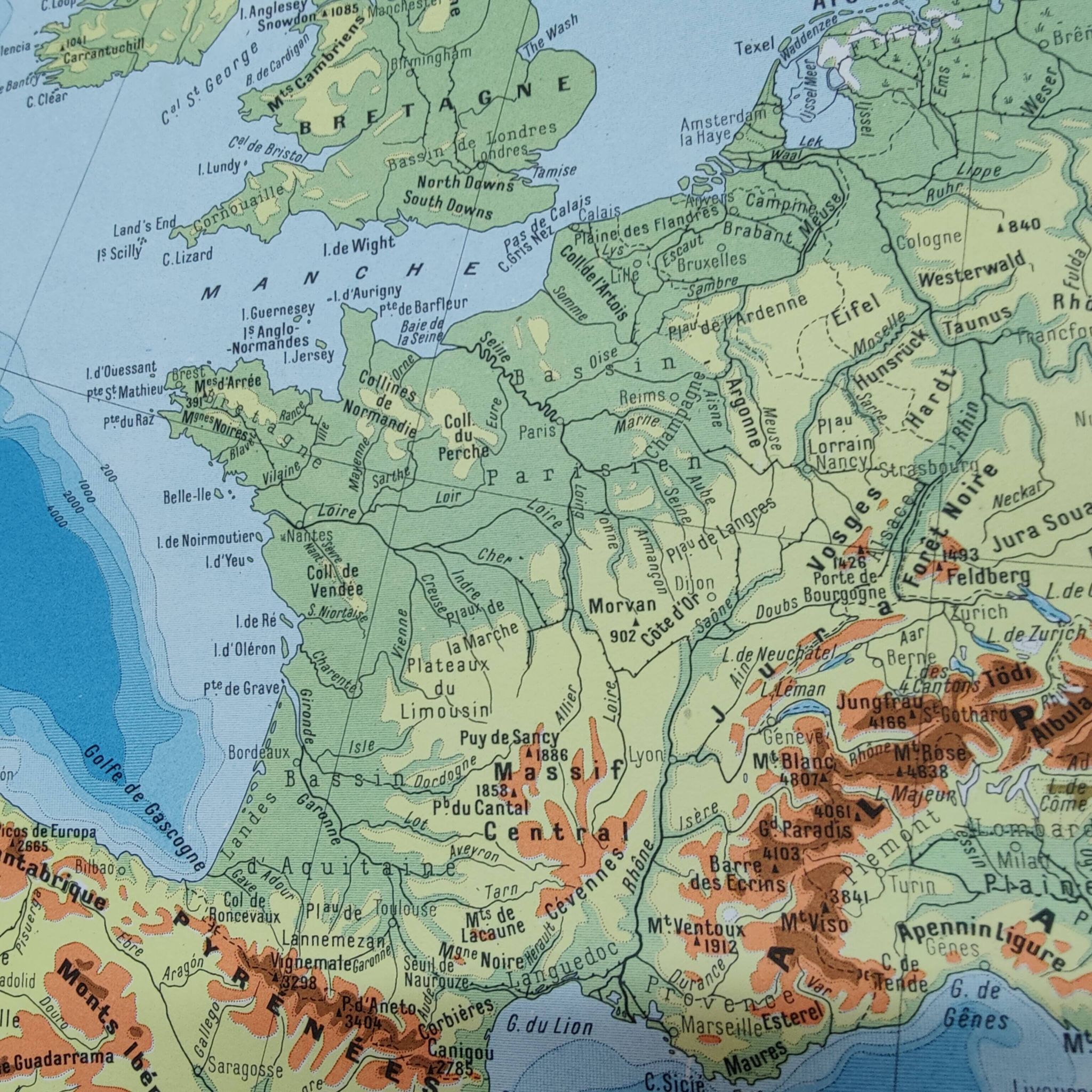 Vintage map of Europe, 1950
