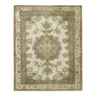 Tapis fait main oriental contemporain années 1980 304 cm x 377 cm beige laine