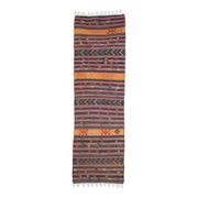 Purple Vintage Turkish Handmade Wool Kilim Runner Rug 109x398