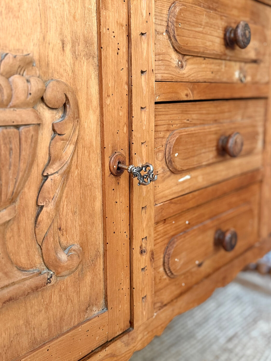 Carved wooden sideboard