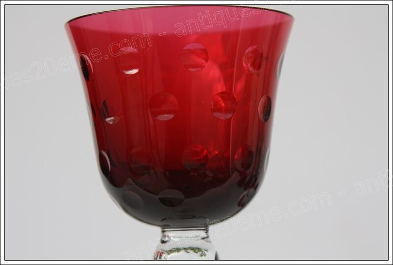 Set of 6 wine glasses from the Rhine Roemer St Louis Crystal model Bubbles