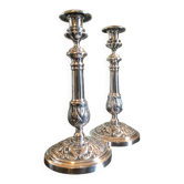 Pair of silver-plated candlesticks