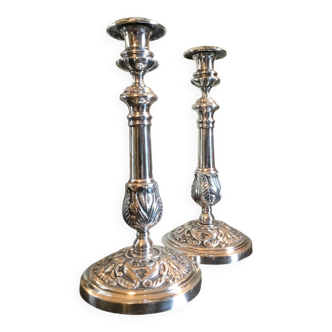 Pair of silver-plated candlesticks