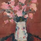 Peinture de Nagao Usui "Roses au pichet blanc"