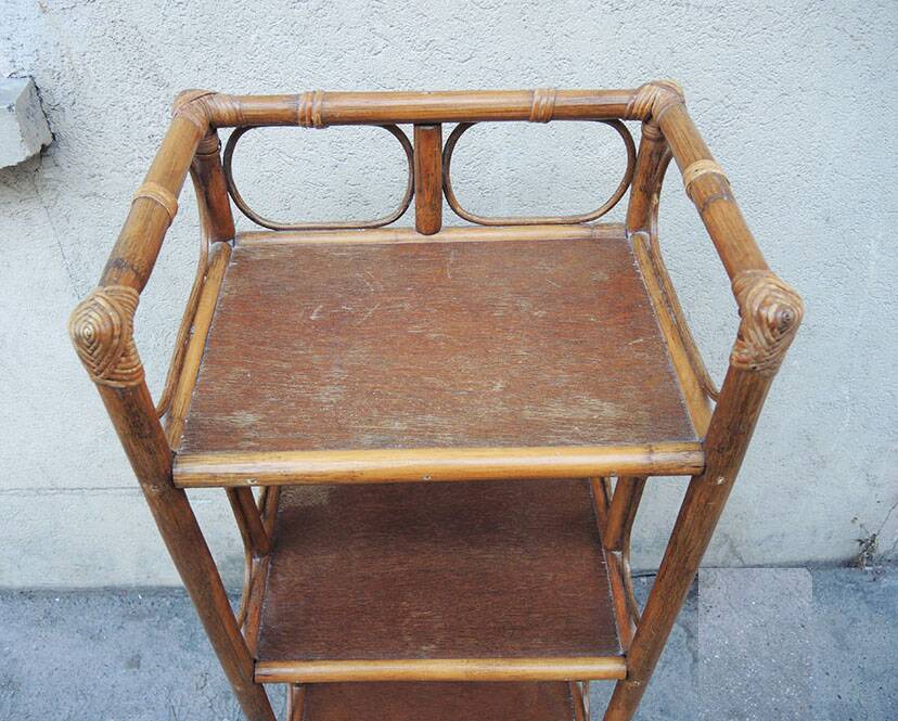 Old Small Rattan Shelf 3 Levels