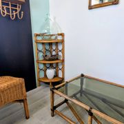 Vintage rattan corner shelf – Natural elegance and airy lines