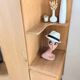 Renovated vintage asymmetrical oak wardrobe