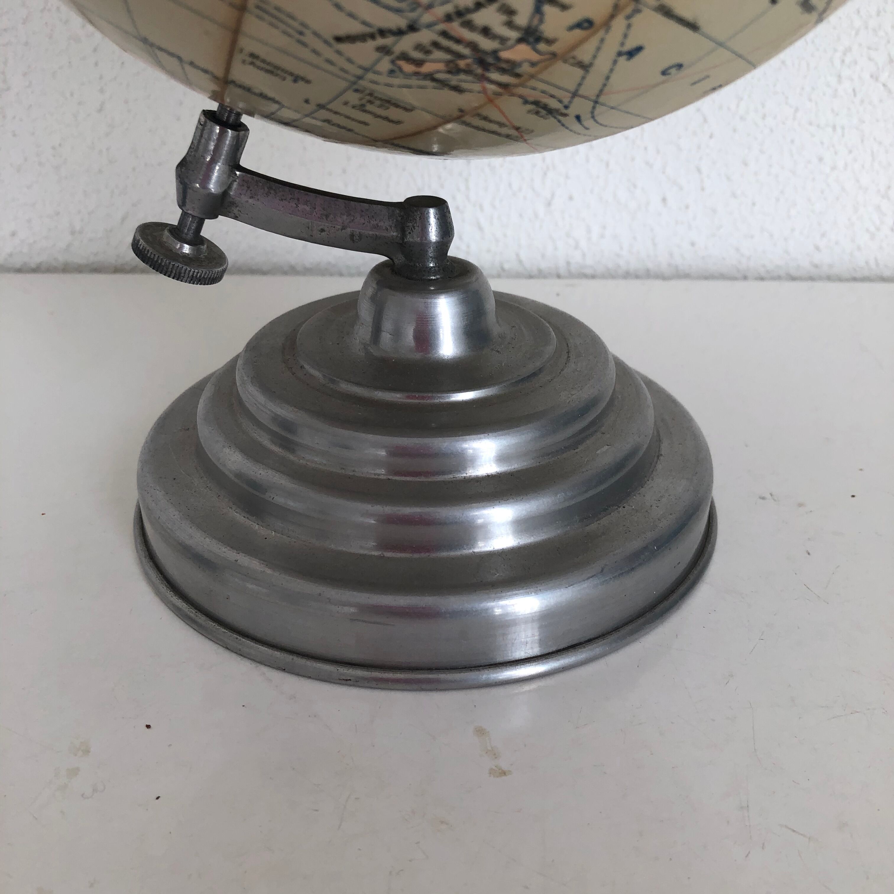 Vintage Globe 1950 Earth Girard Barrère Cream - 28 cm