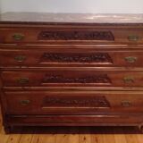 1900 cherry chest of drawers with red marble