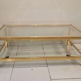 Vintage 1960s gold metal coffee table and glass tops